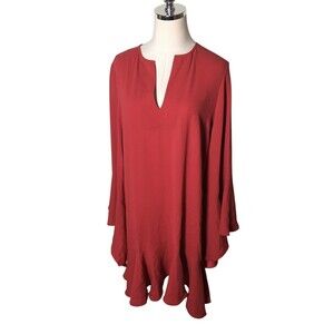 BCBG Maxazria Mini Dress Women's Size Small Red Long Sleeve